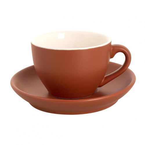 Robusta Cappuccino Tasse und Untertasse mit mattbrauner Farbe und 18 cl Fassungsvermögen
